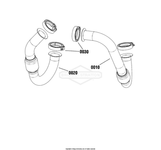 Engine Group - Exhaust Tubes Diagram and Parts List for 080015-02  Briggs and Stratton Generator